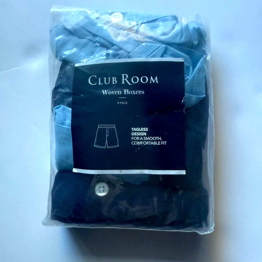 Club Room Men's Woven Boxers 4-Pack - Light Blue and Dark Blue